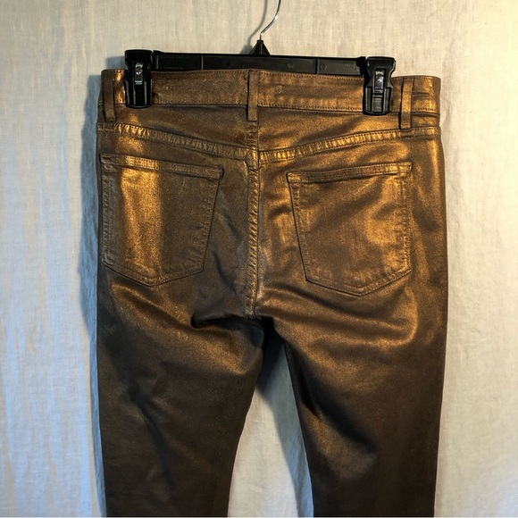 NWOT Rich and Skinny metallic gold bronze color stretch twill skinny jeans 28 - Picture 4 of 9